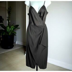 Diane Von Furstenberg Avila Black Midi Wrap Dress Size 4